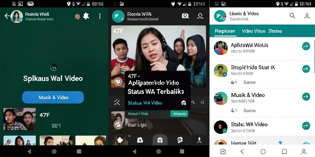 Antarmuka menarik aplikasi 47F untuk video status WA.